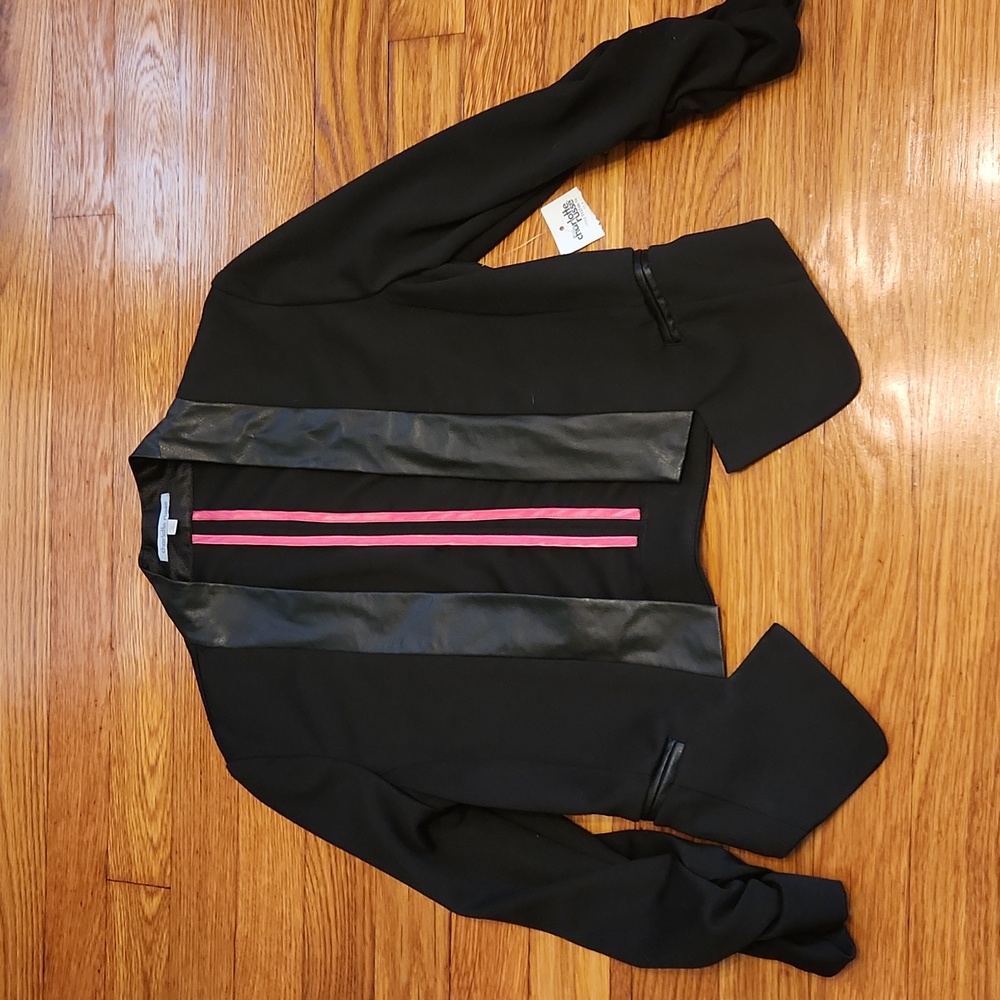 Blazer with pleather lapel